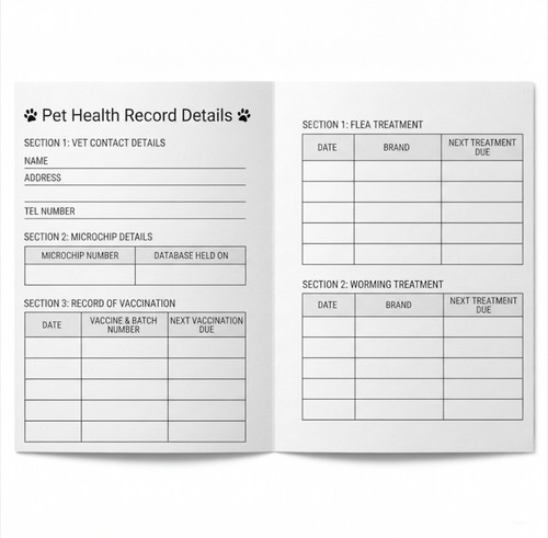 Puppy health record - card, dog